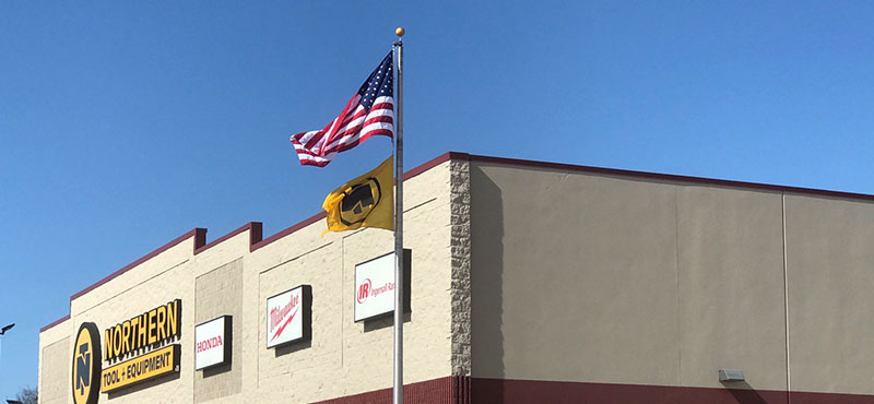 American Flag at Storefront